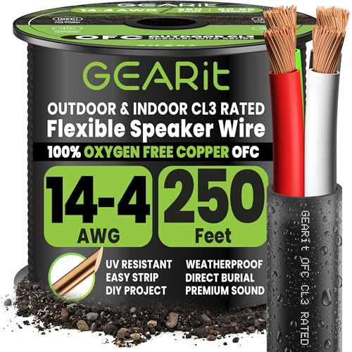 Cable para altavoces 14 AWG CL3 de cobre libre de oxígeno de 76,2 metros