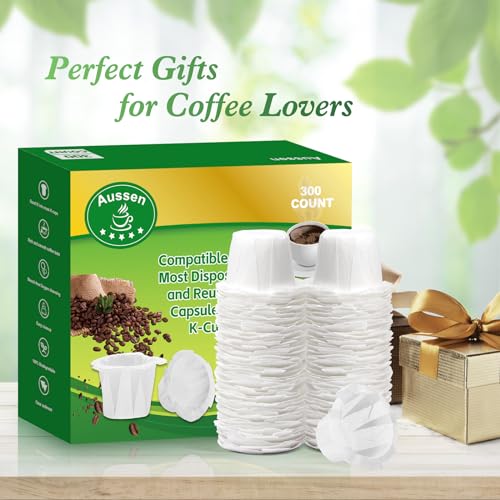 Image of Aussen Disposable Coffee Paper Filters Replacement Kerig Filter Fit All Keurig Single Serve Filter Brands Compatible with Reusable Single Serve Pods Keurig Coffee Maker 300 Count