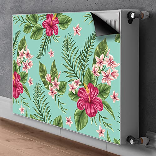 Cache radiateur magnétique 100x60 cm Decormat vert à motif fleurs - 3