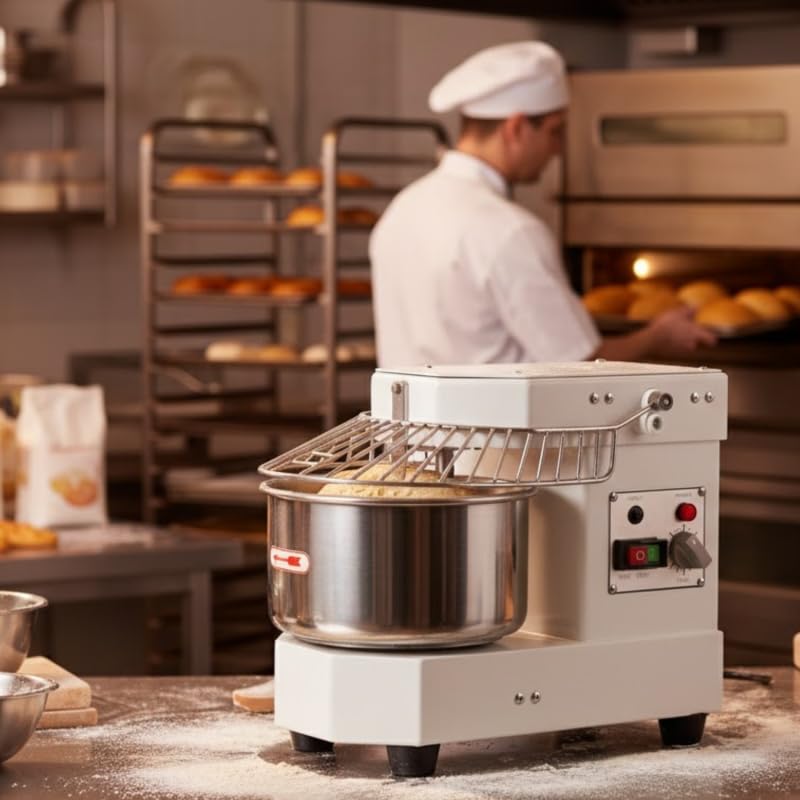 Pétrin à Pâte Professionnel 8L - Cuve Fixe - 450W - 4,5 kg de pâte - Blanc - Compact