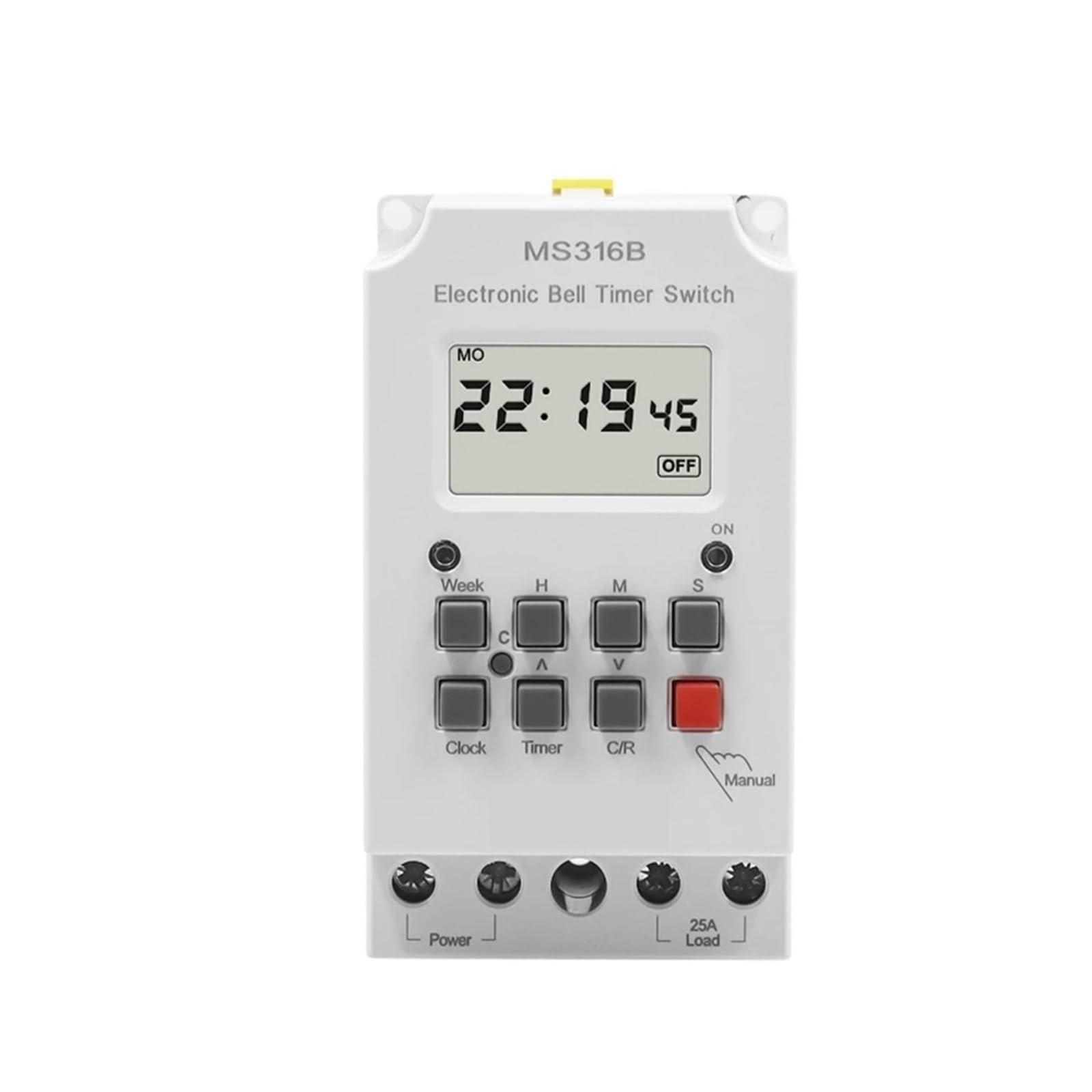 Temporizador programable de 220 V y 25 A con Interruptor y Controlador de Tiempo de Timbre Escolar