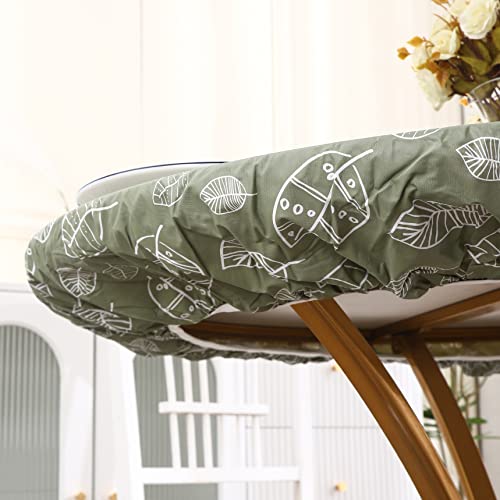 Walrus Round Vinyl Fitted Tablecloth with Flannel Backing Elastic Edge Design Table Cover Waterproof Oil-Proof PVC Table Cloth Stain-Resistant Best for 45"-56" Round by Walrus - Image 8