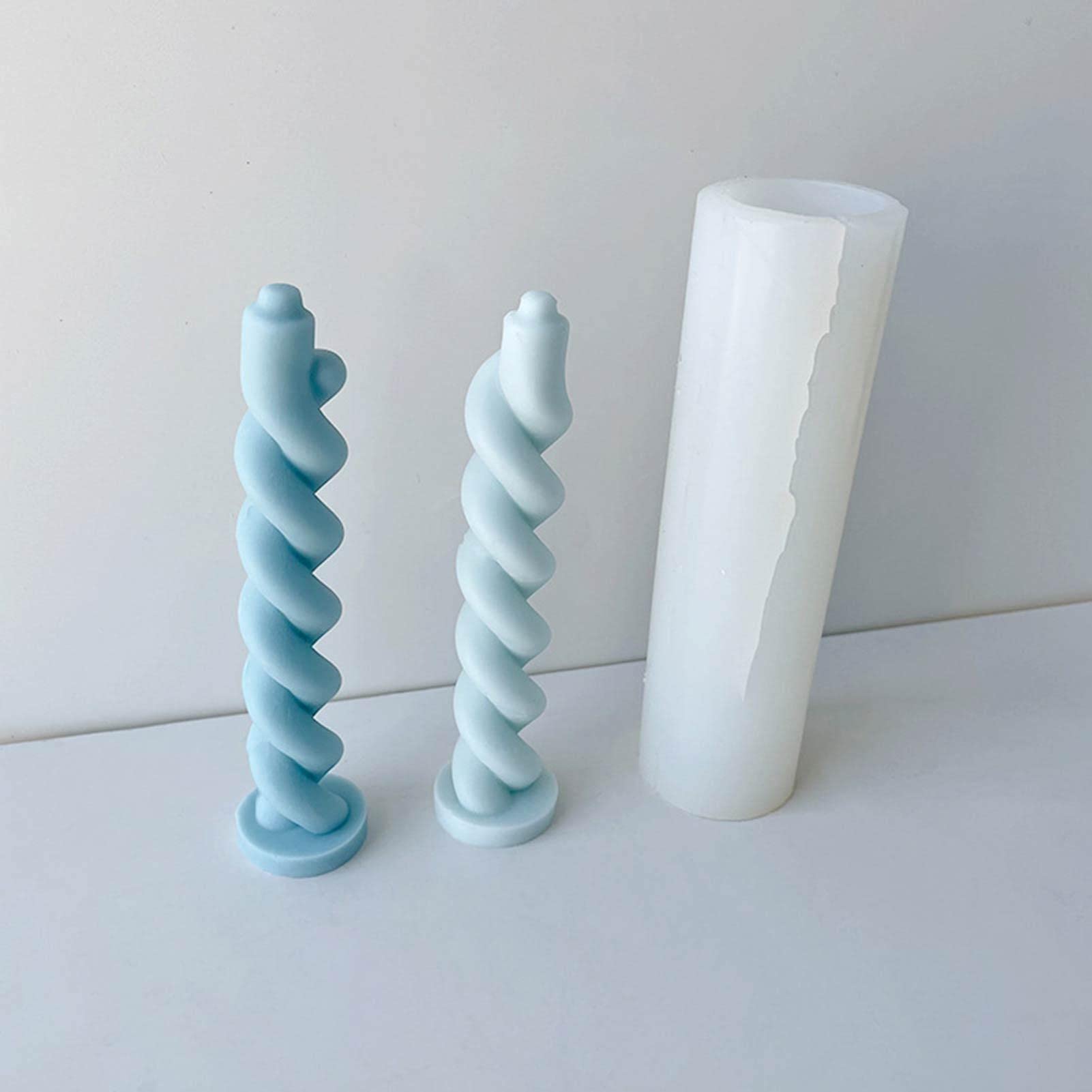 Moule à Bougie Longue Torsadée En Silicone – Format 4x4x21 Cm – Pour Bougies Piliers Design – Réutilisable, Facile à Démouler
