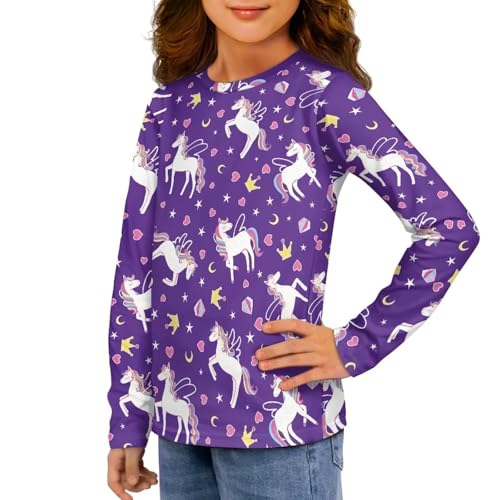 Renewold Long Sleeve Casual Shirts Kids Athletic Tees Crewneck T Shirts Girls Activewear T-Shirts for Spring Fall Winter2