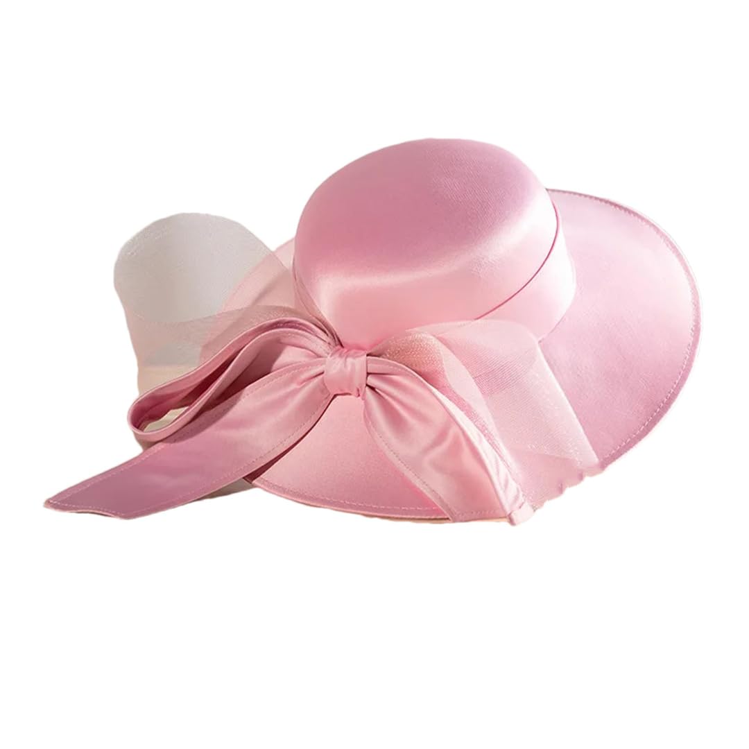 Cappello Fedora da donna in raso Chruch, elegante, per matrimonio, con fiocco