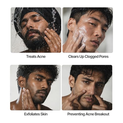 Image of Mannlich Anti-Acne Soap | Controls Excess Sebum | Handmade Body & Face Soap for Acne-Prone and Oily Skin | 2% Salicylic Acid, 2% Niacinamide & 2% Tea Tree Oil | Brightens Skin, Fades Dark Spots | Prevents Body Acne | pH Balanced, SLS Free, Dermatologically Tested | 75 g (Pack of 6)