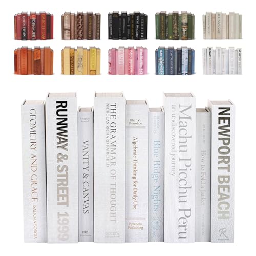 ORITZIO 9 Faux Books White- Decorative Box with Hidden Storage,