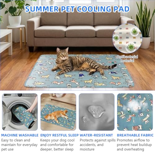 Image of Qpets Self-Cooling Mat for Dogs and Cats, Pressure Activated Cooling Surface, No Water or Refrigeration Required, Waterproof Summer Pet Pad for Indoor & Outdoor Use, Heat Relief, Large Size 60 x 45cm
