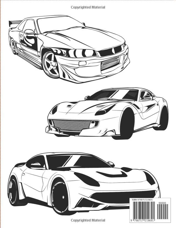 Luxury Cars Coloring Book: Super Exotic Sports Cars Activity Book And Relaxation Coloring Pages Featuring Cool Supercars Designs , Great Christmas Gifts For Car Lovers, Kids, Adults, Boys image 3