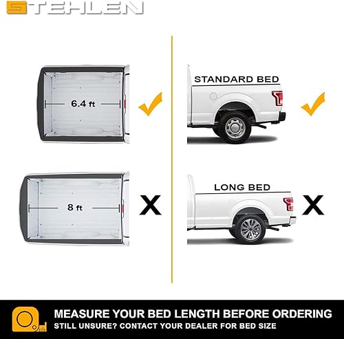 Miniatura 4 de Stehlen 642167829683 Compatible con Dodge Ram 25003500 2019-2024 de 6.4 pies (76.3 pulgadas), alfombrilla de goma con placa de diamante, color negro