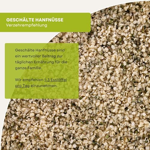 duówell® - Hanfnüsse geschält Bio 500g | Proteinreiche, geschälte Bio Hanfnüsse | Hanfnüsse reich an Omega-3-Fettsäuren, ideal auch für Veganer und Nuss-Allergiker | Inhalt: 500g