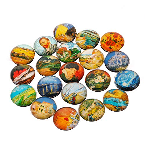 CozofLuv Imanes de Cristal para frigorífico, pizarras Blancas, armarios de Oficina, Pizarra magnética, Vincent Van Gogh Gemälde (20 Stück)