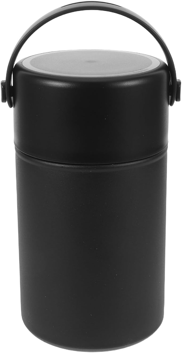 GLEAVI Stainless Steel Vacuum Insulated Food Jar Leak Proof Insulated Lunch Box for Hot or Cold Food for Work School or Outdoor Activities Black