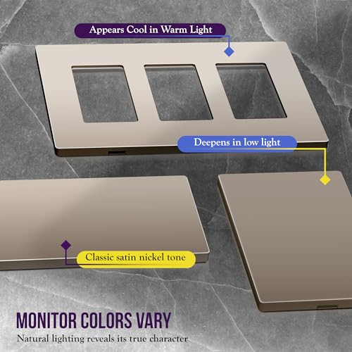 Image of ENERLITES Screwless Blank Wall Plate, Child Safe Blank Device Outlet Cover, Standard Size, 1-Gang 4.68 inch x 2.93 inch, Polycarbonate Thermoplastic, UL Listed, SI8801-NK-5PCS, Glossy, Nickel, 5 Pack