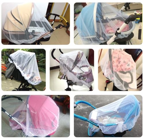 GeekerChip Universal Insektenschutz,Insektenschutz für Kinderwagen,Moskitonetz Kinderwagen,mit Gummizug,Reißfest und Waschbar,Fliegennetz für Buggy Schutz vor Wespen und Stechmücken(Weiß)