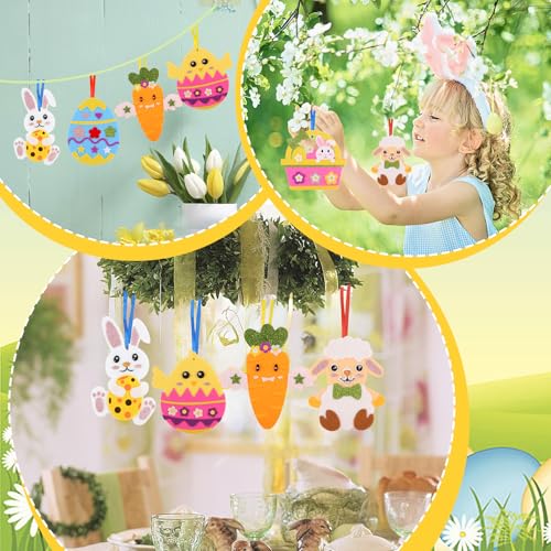 Moosono Ostern Basteln Kinder, 12 Stück Bastelset Ostern, Filz Ostern Anhänger Deko Kreative, Karotte, oster basteln Osterdeko für Jungen Mädchen 2 3 4 5 6 + Jahre alt，Frühlings Ostern Partygeschenke
