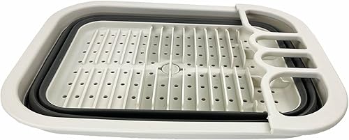 Miniatura 3 de SAMMART Escurridor de platos plegable de 7.3L (1.9 galones) con escurridor, juego de escurridor plegable, organizador de vajilla portátil, bandeja