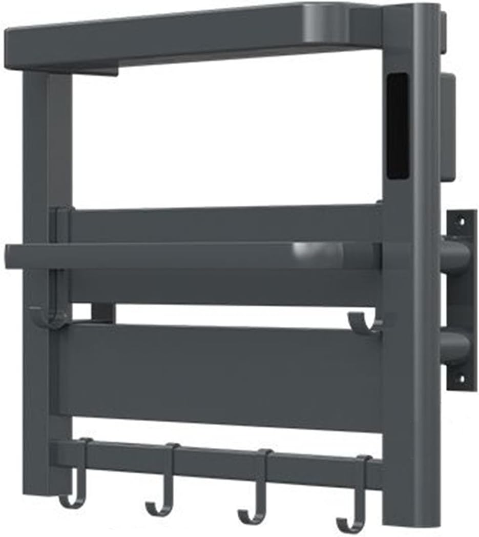 Gray 42,Right Line,Wall Mounted with Top Shelf,Aluminum Towel Dryer Constant Temperature,Heated Towel Racks for Bathroom Plug-in
