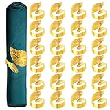 24 Stück Gold Serviettenringe Metallblatt Set Stoffserviettenringe für Hochzeit Valentinstag Urlaub Empfang Abendessen Bankett Buffet Tischdekoration (24)
