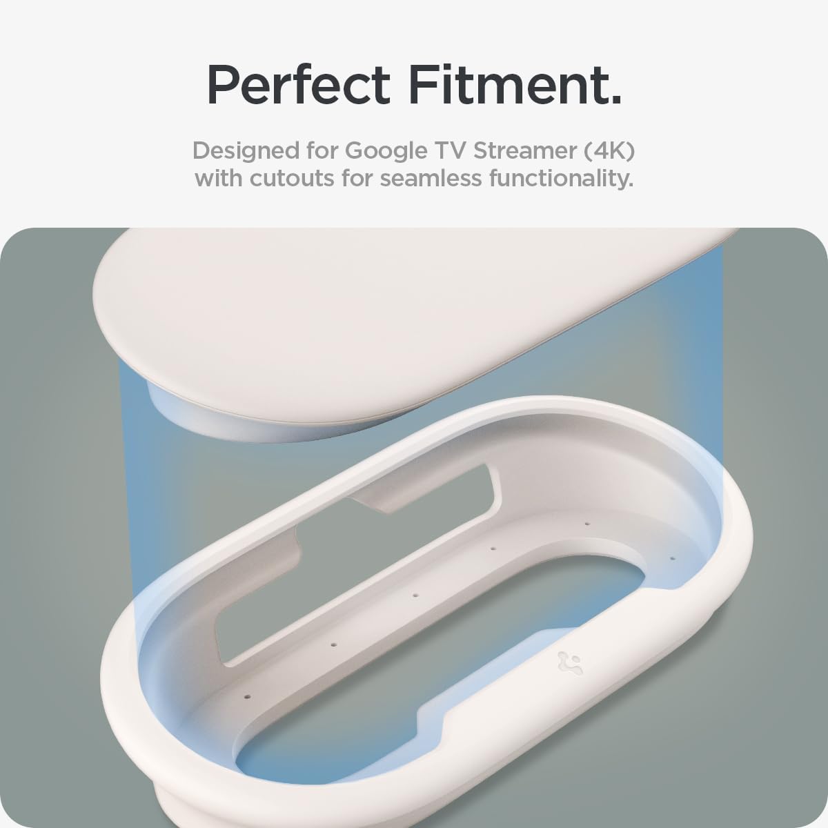 Spigen Silicone Fit Designed for Google TV Streamer (4K) 2024 Drill Free Wall and TV Mount and Hanger Protection Case with Lanyard - Porcelain image 7 of 7 B0D3JD2SGW