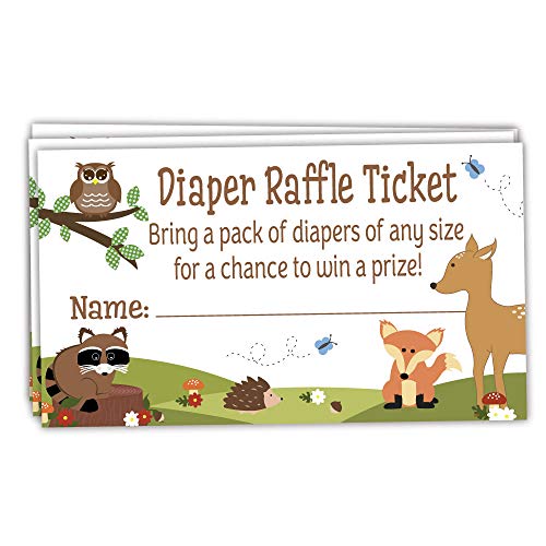 50 Woodland Diaper Raffle Tickets - Boy Baby Shower Game #TOP4