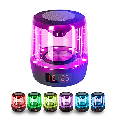 Portable Bluetooth Speaker/Wireless Speaker with Colorful Lights, Indoor/Outdoor TWS Speakers, Touch Control to Change Brightness, Stereo Sound, Built-in Mic, Speaker/Night Lights/Alarm/Clock 4 in 1