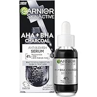 Garnier Skinactive 4 Percent AHA + BHA (Salicylic Acid) and Niacinamide Charcoal Serum, Resurface & Smooth Skin Texture, Improve Appearance Of Acne Marks & Blemishes, Suitable for Sensitive Skin, 30ml