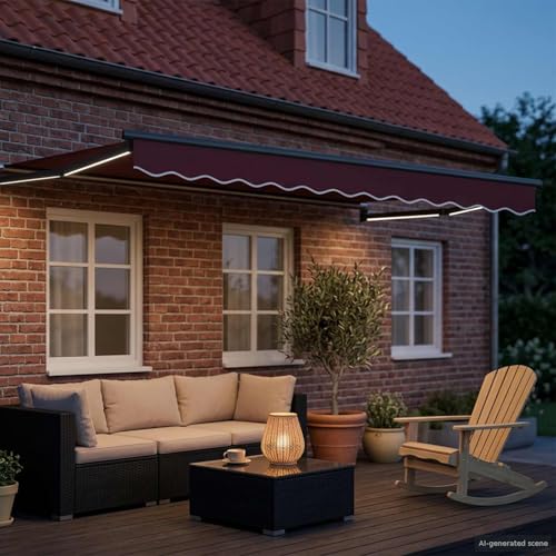 Auvent manuel 3,5 x 2 m store banne pour terrasse et jardin ombragé