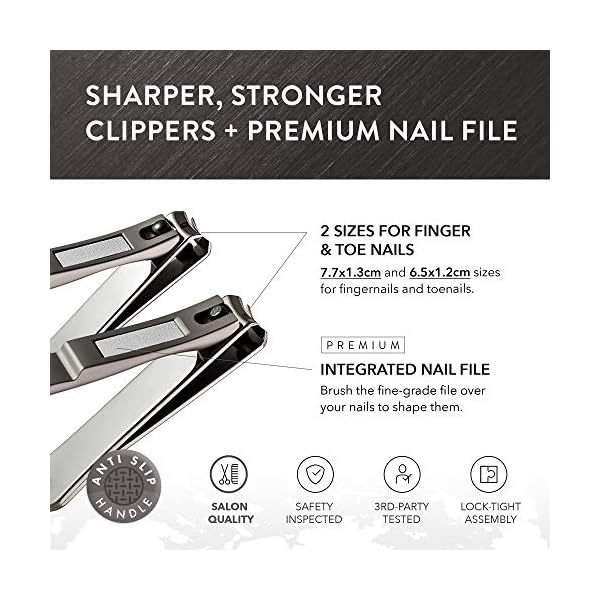 Langlebiger Nagelknipser mit integrierter Nagelfeile aus 410er Edelstahllegierung mit verbessertem Design - 2er Pack… – Bild 4