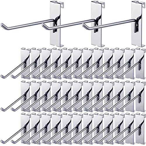 Chumia 50 Pieces 6 Inches Gridwall Panel Hooks Grid Wall Hangers Silver Display Hooks For Panel, Retail Shop Display Trade Show Home Office Garage Storage #TOP20