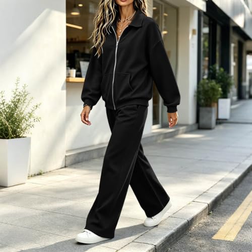 Sweatsuits Women 2 Piece Zip Pullover Athleisure Outfit Casual Set Fall - image 5