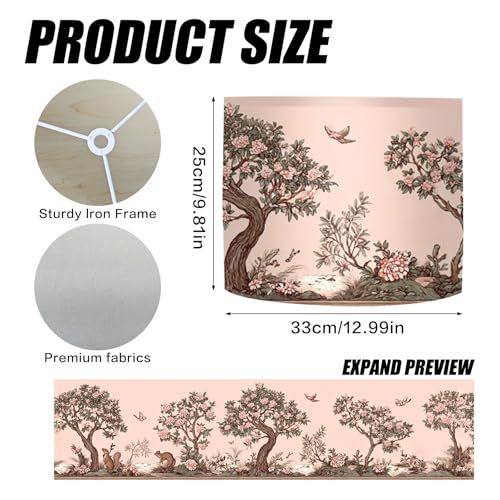 Image of Nuxovilar Lamp Shades Set of 2, 13 inch Top x 13 inch Bottom x 10 inch High (Spider) | Table lamp shades whimsical tree animal design kids room nursery playroom covers light (Whimsical)