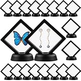 BALLETBYM 20 Pack 3D Floating Frame Display Case, Coin Display Holder Stands, Black 3D Floating Frames for Ring Necklace Bracelet Earring, AA Medallion, Shells, Fossils, Gemstones, Minerals, Rocks