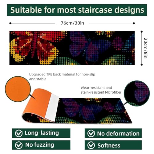 Tapis d'escalier antidérapant réutilisable sans résidus lot 15 marches bois