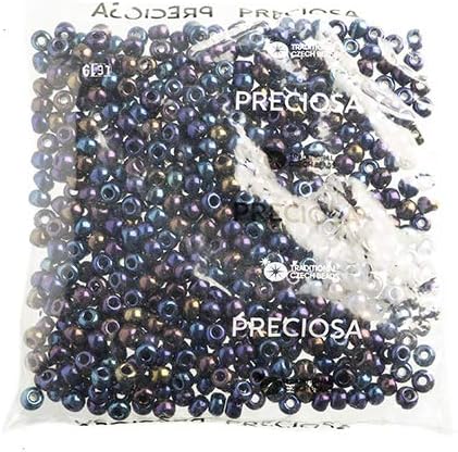 Preciosa Czech Seed Beads 32/0 (8mm) Opaque Black Rainbow - 250g Bulk Bag Beads for Jewelry Making and Crafts