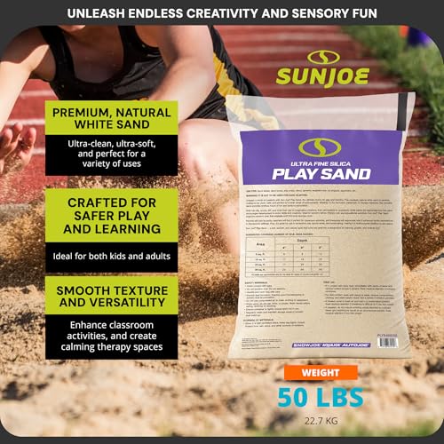 Image of Sun Joe 2 Pack Silica Play Sand for Sandbox, Sensory Table & Garden Spaces, Ultra Fine, 50 Lbs - Natural Craft Accessory for Molding, Digging & Sculpting - Ideal for Indoor and Outdoor Use