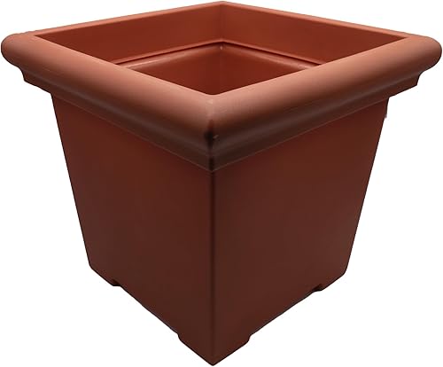 Miniatura 12 de The HC Companies Maceta cuadrada de terrazo con drenaje, macetas clásicas para plantas de exterior y plantas de interior, macetas grandes