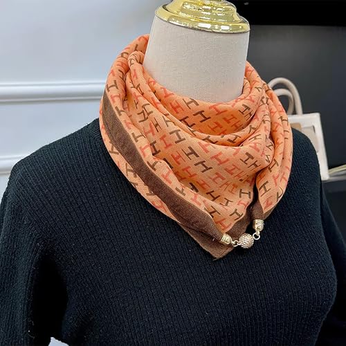 Women Magnetic Scarf Winter 2 Scarves Fashion Clasps Stylish and Versatile Warm and Cozy Neck Scarf 27.5 * 27.5 Inches4
