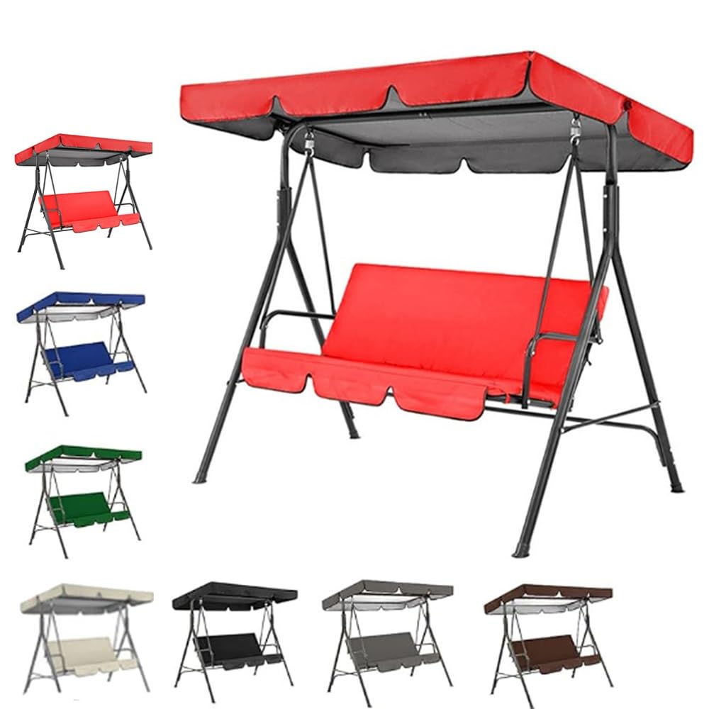 Toile De Balancelle De Jardin avec Toit Et Coussin 195x132cm Toit De Remplacement pour Balançoire Housse De Rechange pour Balancelle De Jardin(Red,98x73in/249x185cm)