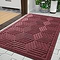 Yimobra Front Entrance Door Mat, All-Season Heavy Duty Outdoor Indoor Entryway Floor Mat, Sturdy Natural Rubber, Non Slip, Resist Dirt, Water Absorption, Easy Clean, 29.5x17 Inch, Red