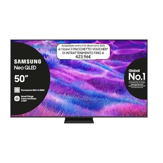 Samsung Smart TV 50'' QE50QN83FAUXZT Neo QLED 4K Mini LED, NQ4 AI Gen2 Processor, 4K AI Upscaling, AI Customization Mode, Dolby Atmos & OTS Lite, Simple Chamfer Design, 2025, 2025 QN83F, 50"