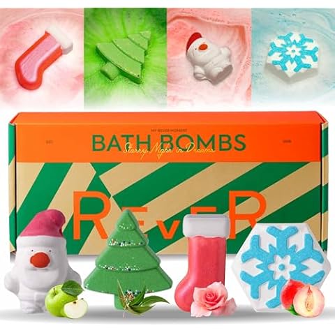 Christmas Bath Bombs Organic Bath Bombs for Women Shower Bombs with Essential Oils for Relaxing Fizzy Bubble Bath for Women & Kids Perfect Bath Bomb Gift Set for Christmas Birthday New Year Cover