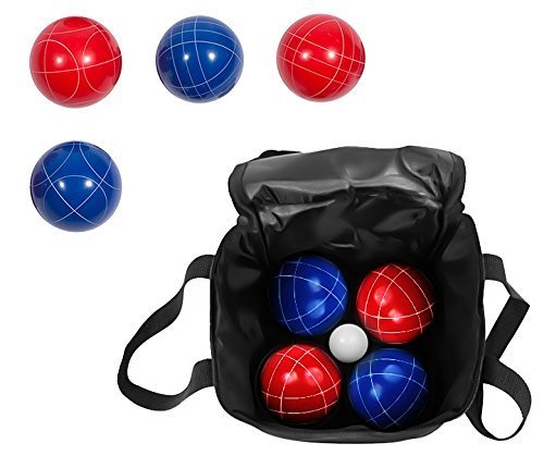 Bocce Ball Premium Set - 9 Resin Balls With Carry Case By Trademark Innovations (Red/Blue, 90Mm) #TOP2