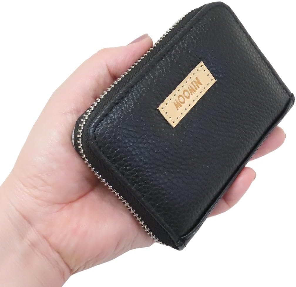 ワタナベ(Watanabe) Moomin Nyoro Genuine Leather Card Pouch, Black