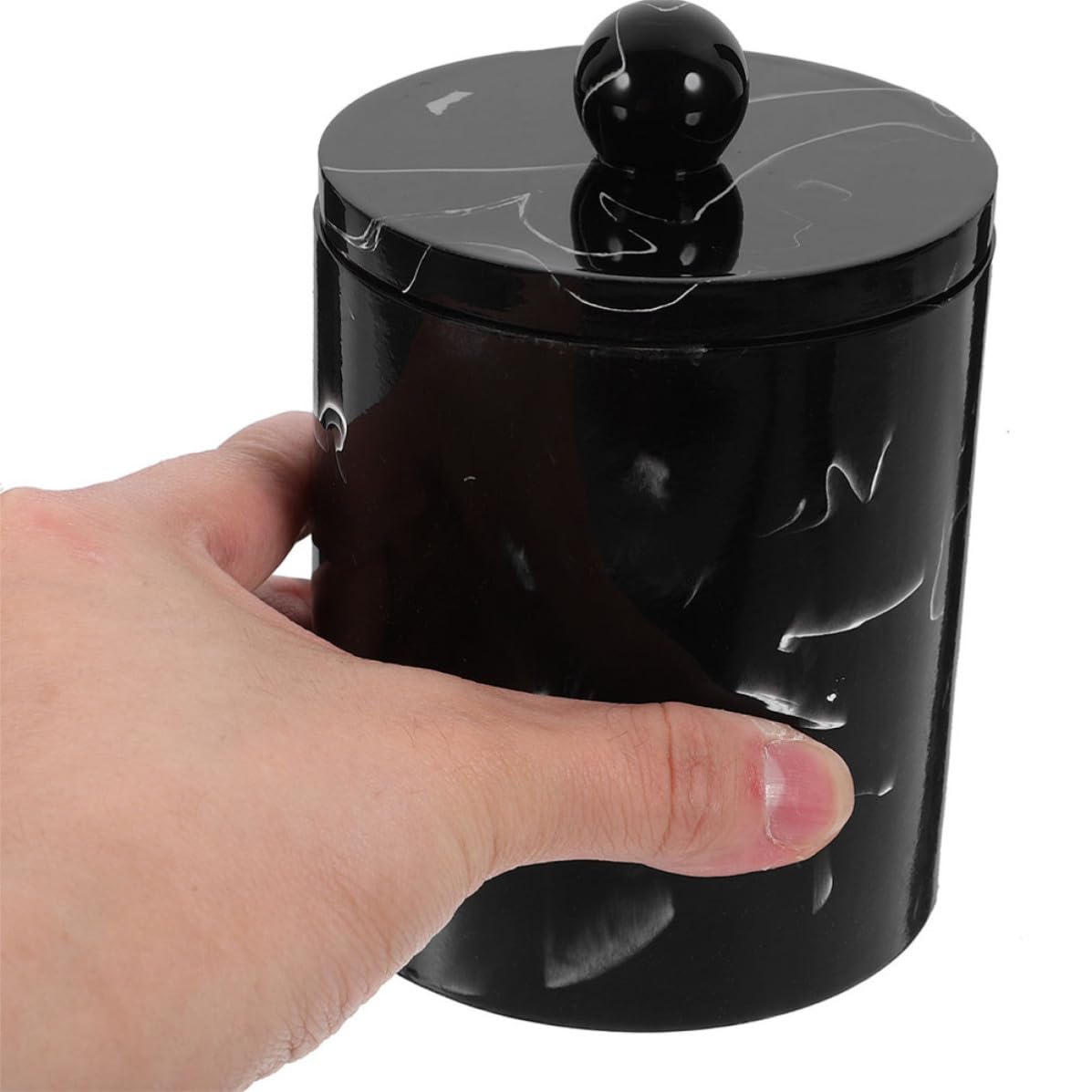 Yardwe 2 Piezas Palillero de Resina con Diseño de Mármol y Tapa | Uso Portátil Almacenamiento, Estilo Europeo Sencillo, Caja para Hisopos de Algodón