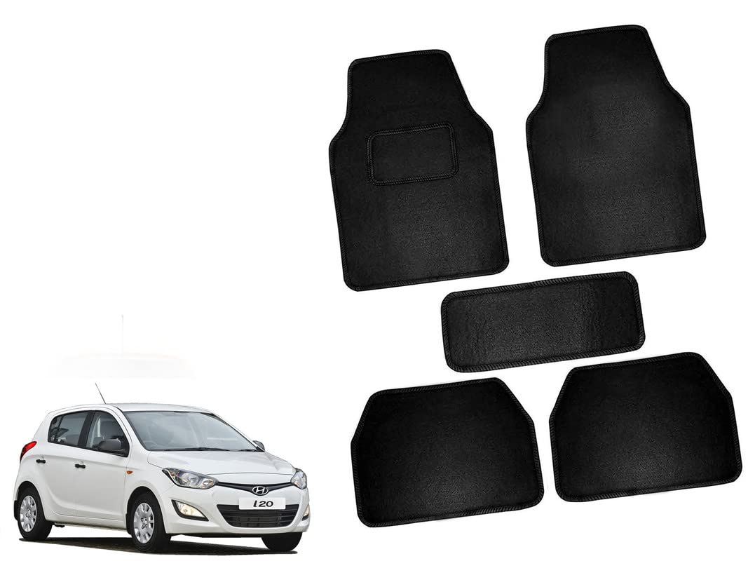 Auto Pearl Carpet Black Car Floor/Foot Mats Compatible with I20 Type-2 (2012-2014) (Set of 5)