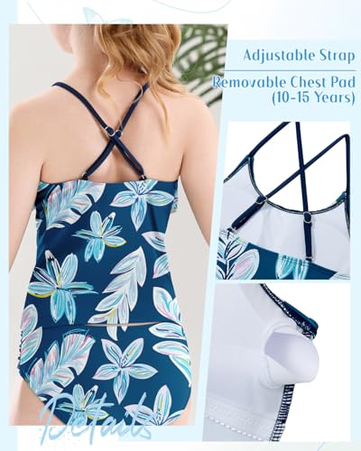 Image of Century Star Girls Flounce Tankini 2 Piece Bathing Suit | Cute swimwear set with a stylish flounce top,Comfortable fit, perfect for girls' summer beach vacations