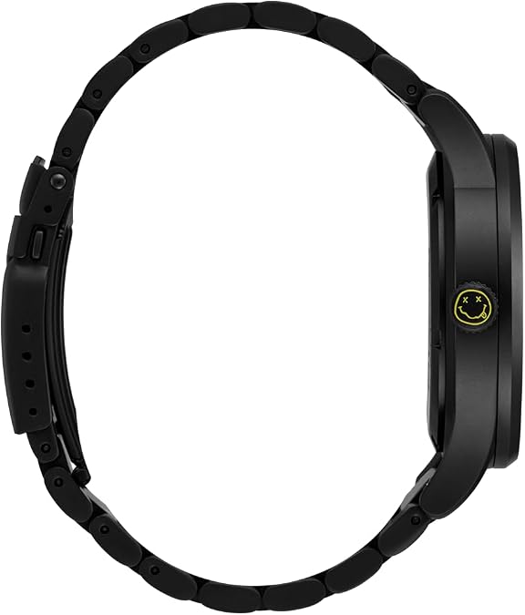 NIXON x Nirvana Smiley Sentry Wobble A1417 - ساعة كوارتز يابانية للرجال - (وجه 42 مم، حزام من الفولاذ المقاوم للصدأ 23 مم - 20 مم)