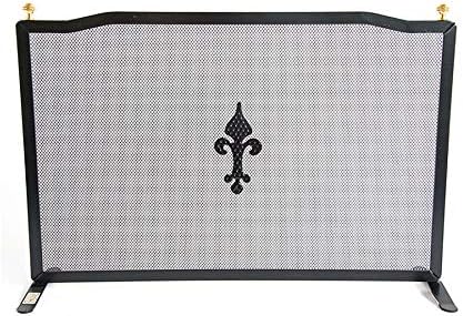Parascintille Per Camino In Ferro Battuto 60x50 Cm - Schermo Sicurezza Nero Per Caminetti