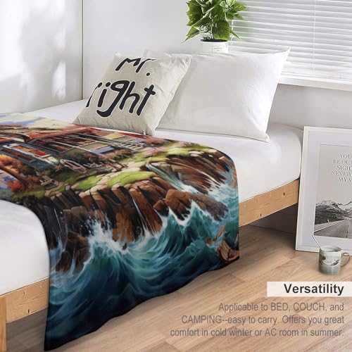 Manta de franela para sofá de 100x130 cm con diseño 3D de cabaña 6
